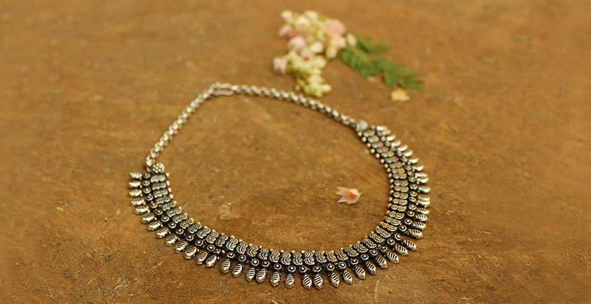 Khwab ✽ Antique Finish White Metal ✽ Necklace { 14 }